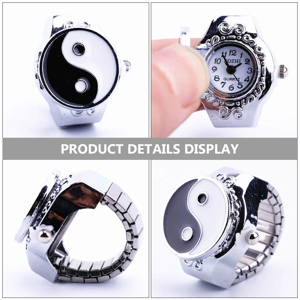 Disc Ring Watch Practical Hidden Retro for Finger Eight Tri-grams Design Metal Casual