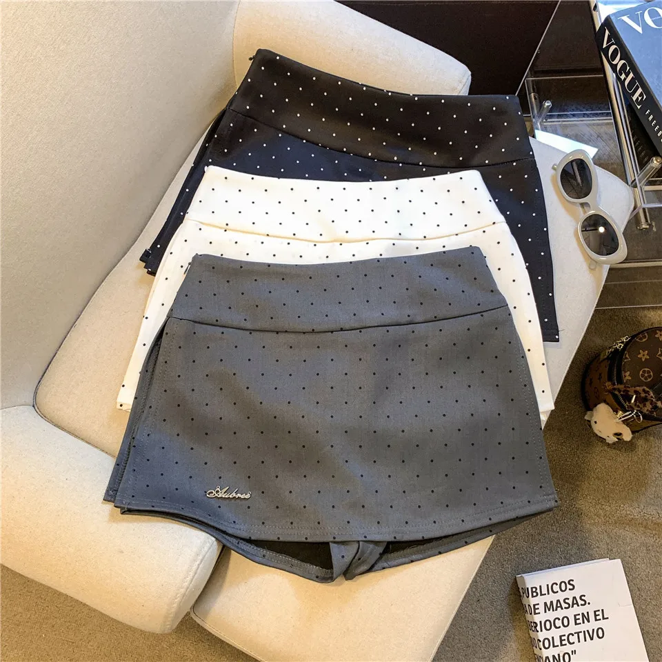 Women's Summer Hot Girl High Waist Polka Dot Short Skirt Lady Streetwear Side Split A Line Mini Skirt