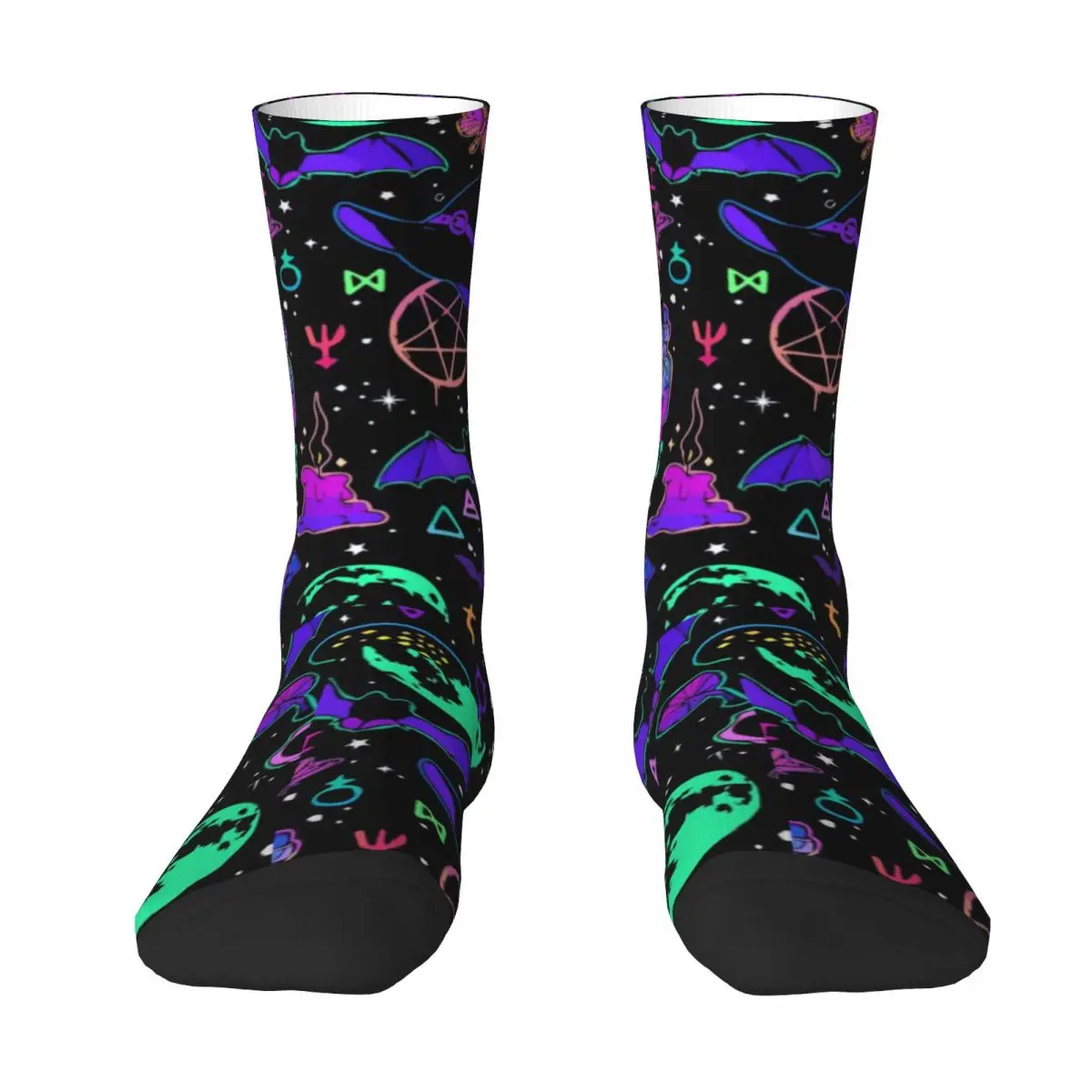 Bats Print Socks Colorful Halloween Kawaii Stockings Winter Non Slip Unisex Socks Medium Soft Custom Outdoor Socks