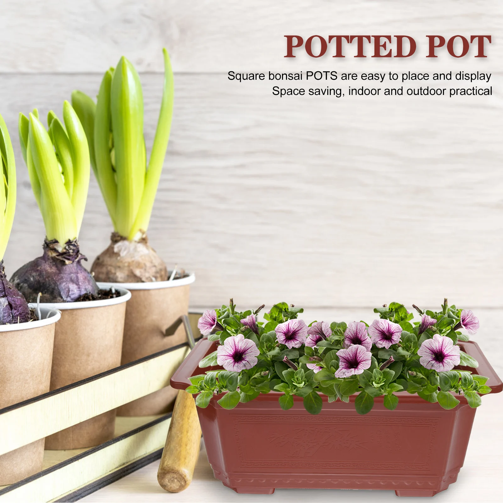 

4 Pcs Flower Pots Rectangular Planter Plastic Large Planters Outdoor Succulent Cactus Vase Balcony Garden Decor Home Office