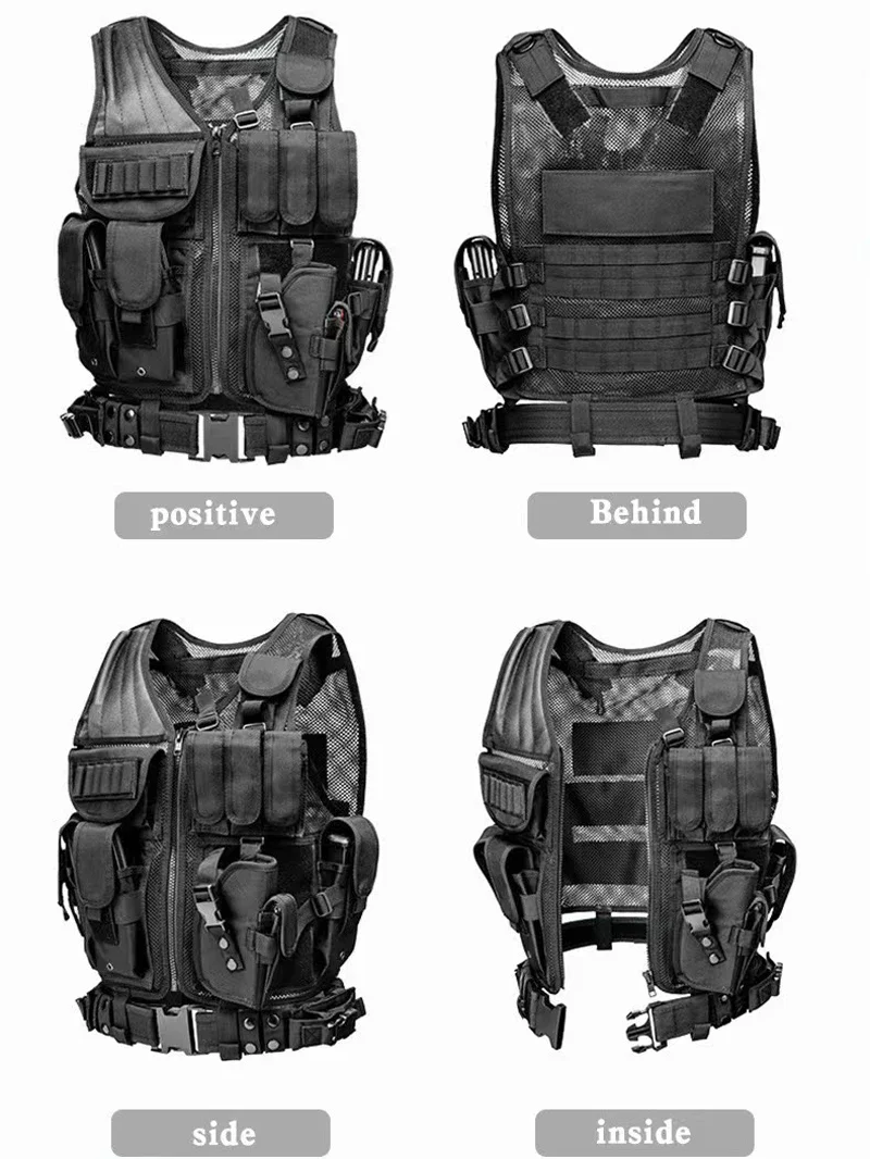 Adjustable Molle Tactical Vest Military Combat Body Armor Vests Security Hunting Army Outdoor CS Game Airsoft Training Jacket