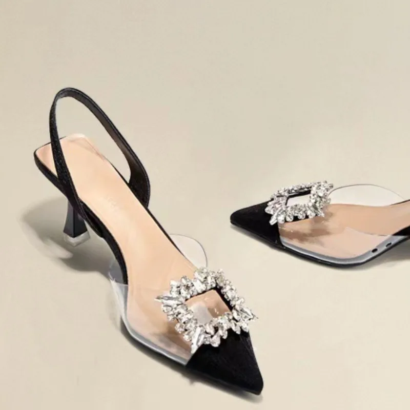 

Luxury Crystal Women High Heeled Sandals Summer New High Heels Shoes for Women Pointed Toe Sandals Sexy Banquet Party Sandalias