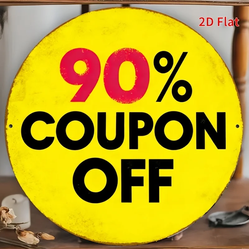 2D Flat Restaurant Bathroom Bedroom Office Aluminum Wall Plaque Vintage Coupon Promotion Round Christmas Wall Decor