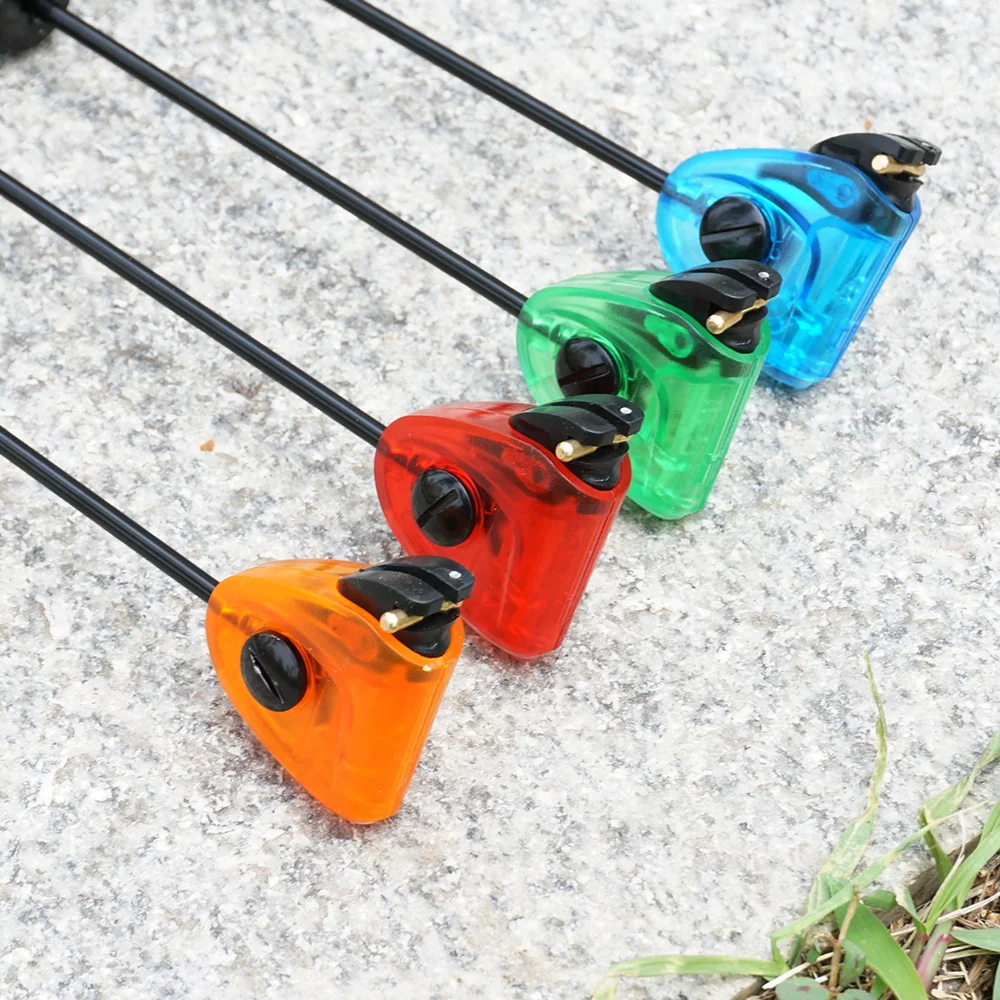 Hirisi B2045 LED Carp Fishing Swingers Quick Change Connector Bite Alarm Indicators 4-Color LED Adjustable Weight for Angling
