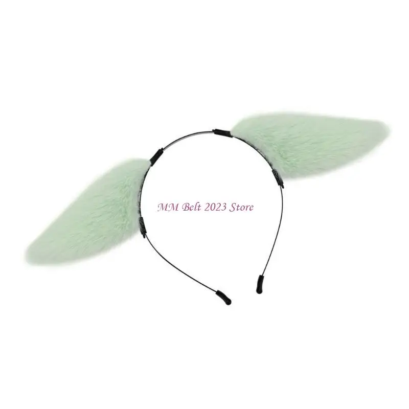 49me 플러시 동물 귀 헤드 기어 편안한 역할 연주 헤어 밴드 안티 스티드 헤어 후프
