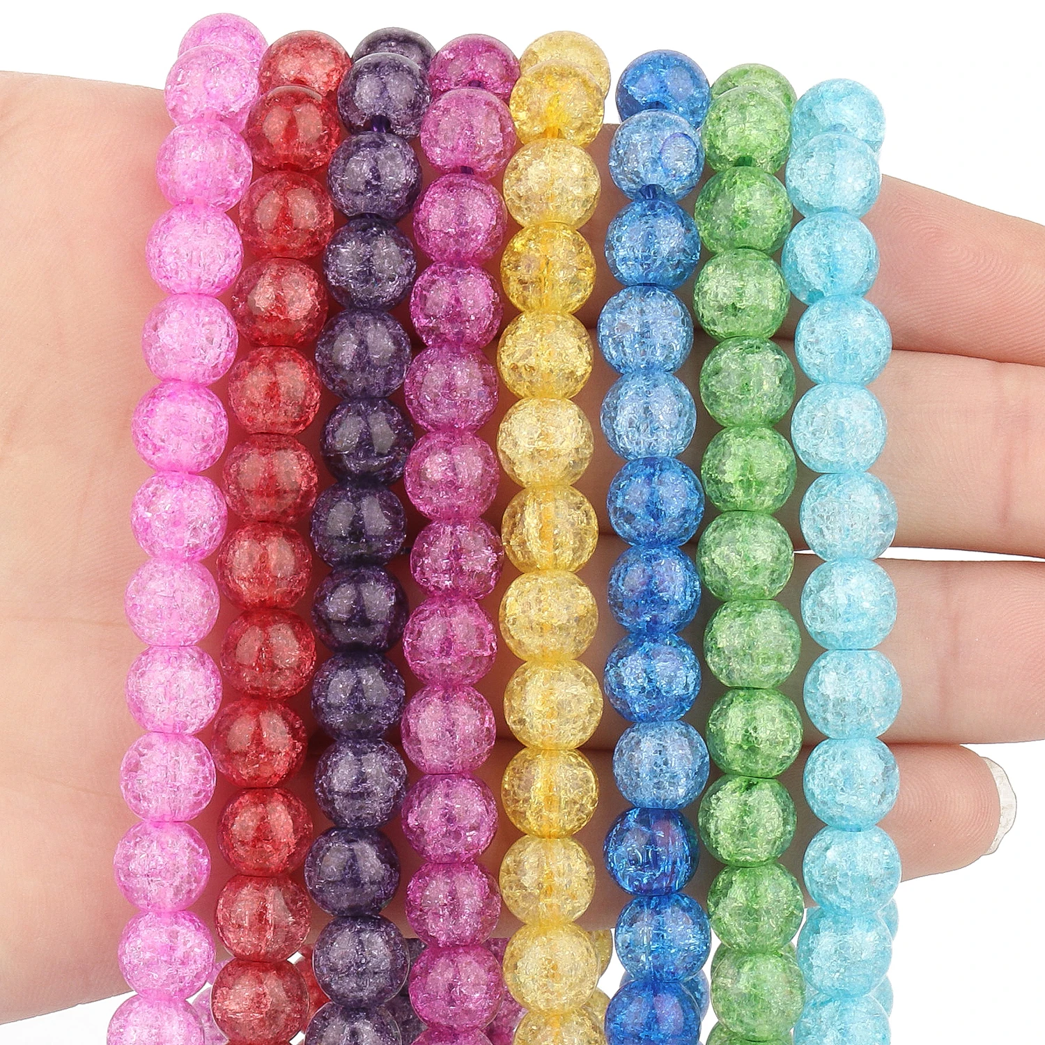 

6mm 8mm Multicolor Cracked Crystal Beads Round Loose Spacer Beads for Jewelry DIY Earrings Bracelet Making Accessories