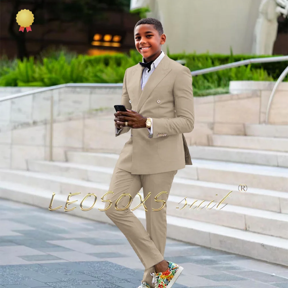 Elegante traje de 2 piezas para niños: lino ligero en azul cielo, ideal para bodas en la playa y look casual de caballero