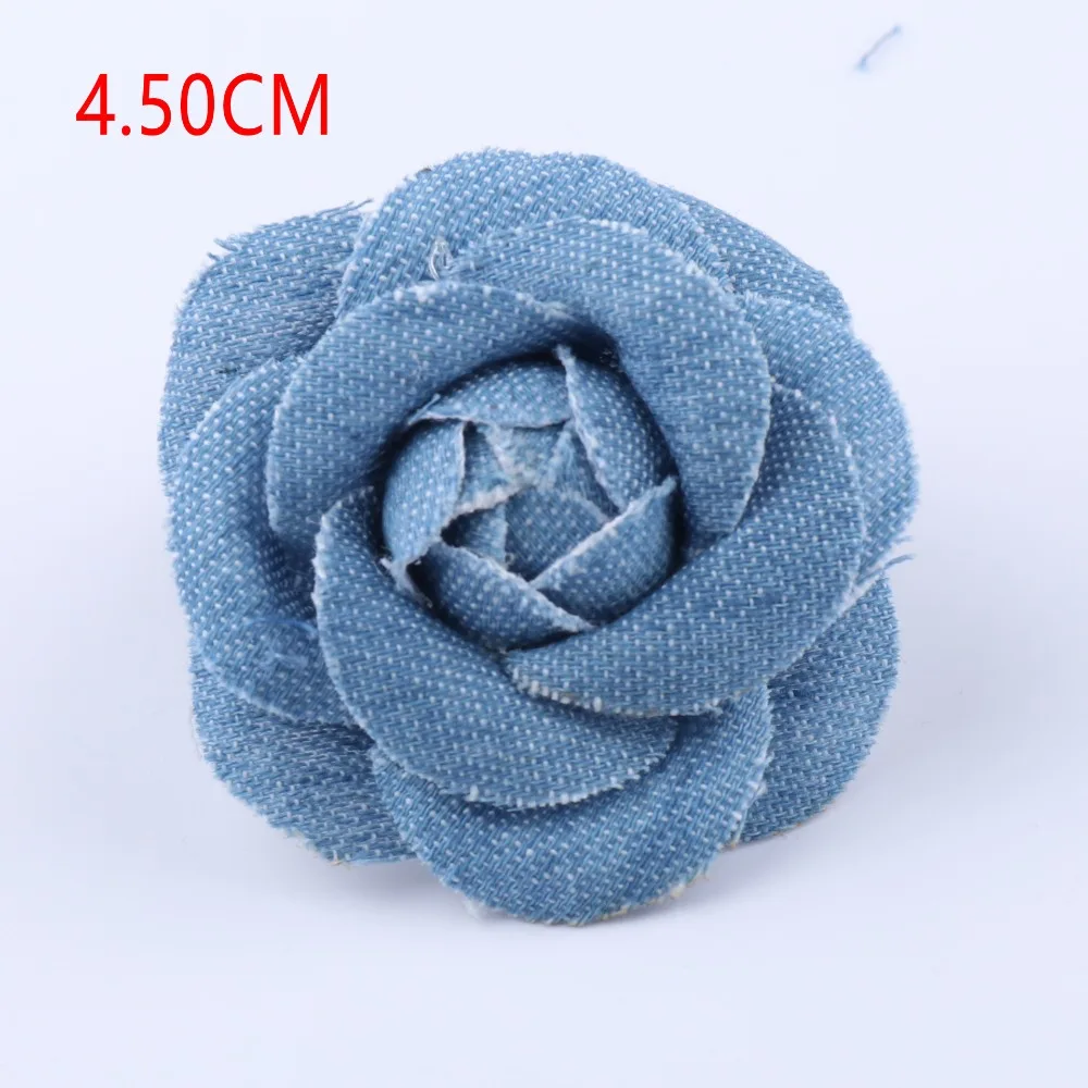 Denim Tecido Artificial Flores, DIY Scrapbooking, Flower Headwear, Roupas Roupas, Moda
