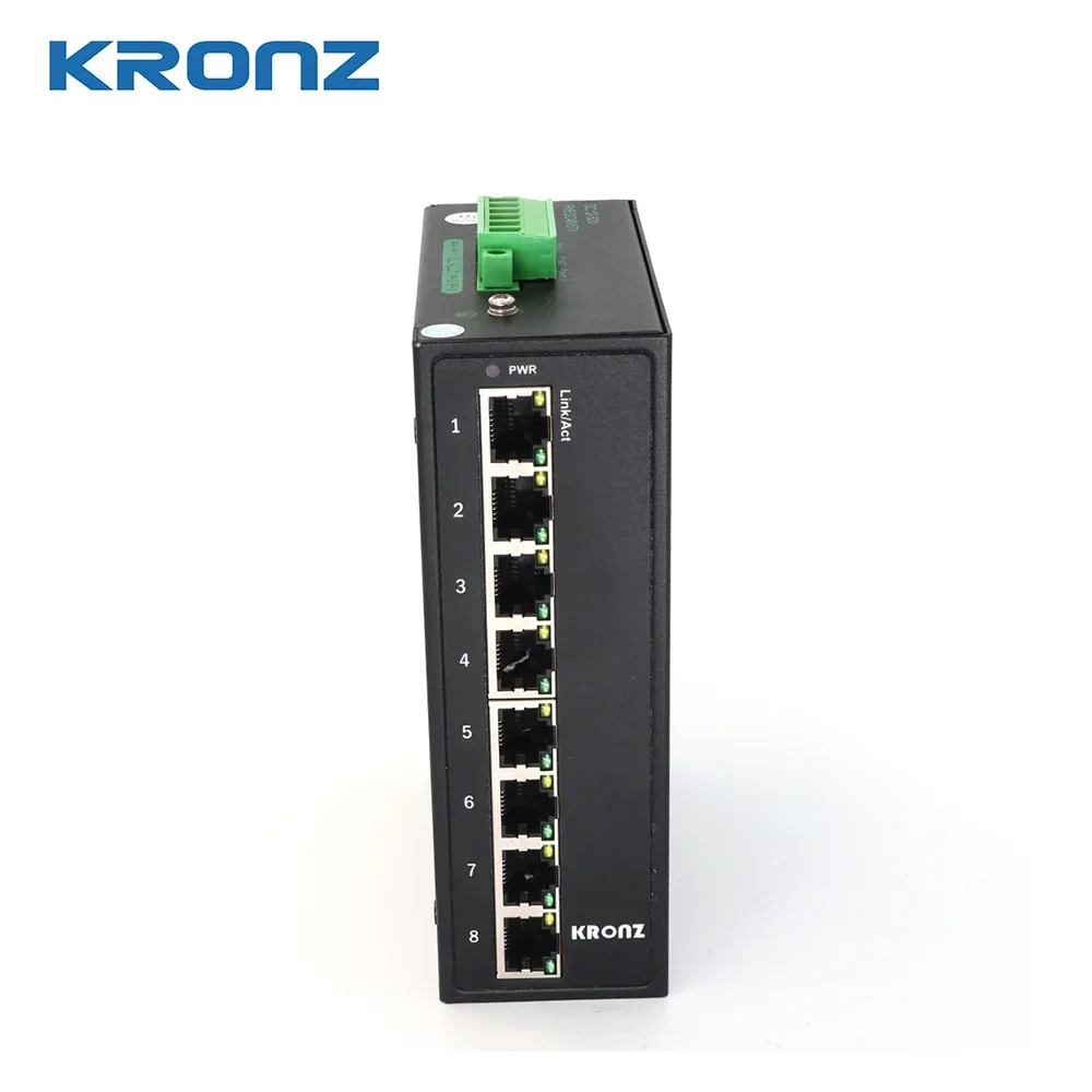 KRONZ Plug and Play 8 Port Industrial POE Ethernet Switch Unmanaged, Compact DIN-Rail Mounting for Harsh Environment