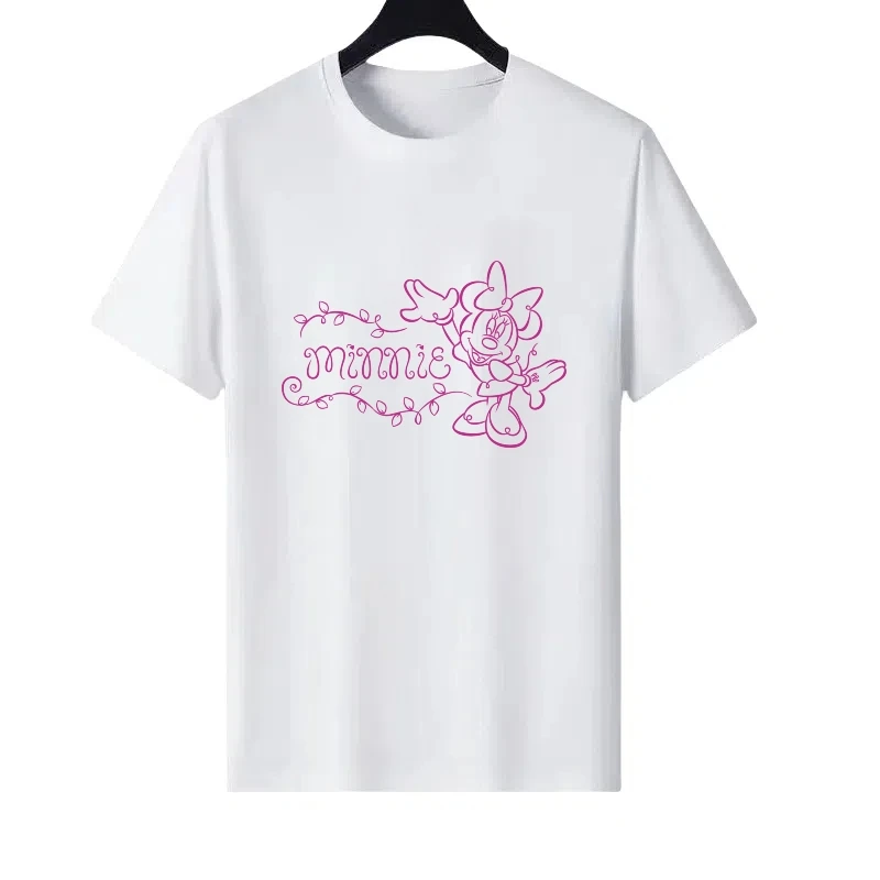 

Disney Minnie Mouse Pattern Woman Fashion Print Parent-child Clothing Tops Ladies Cheap Sporty Short Sleeves T-Shirt Sweatshirts