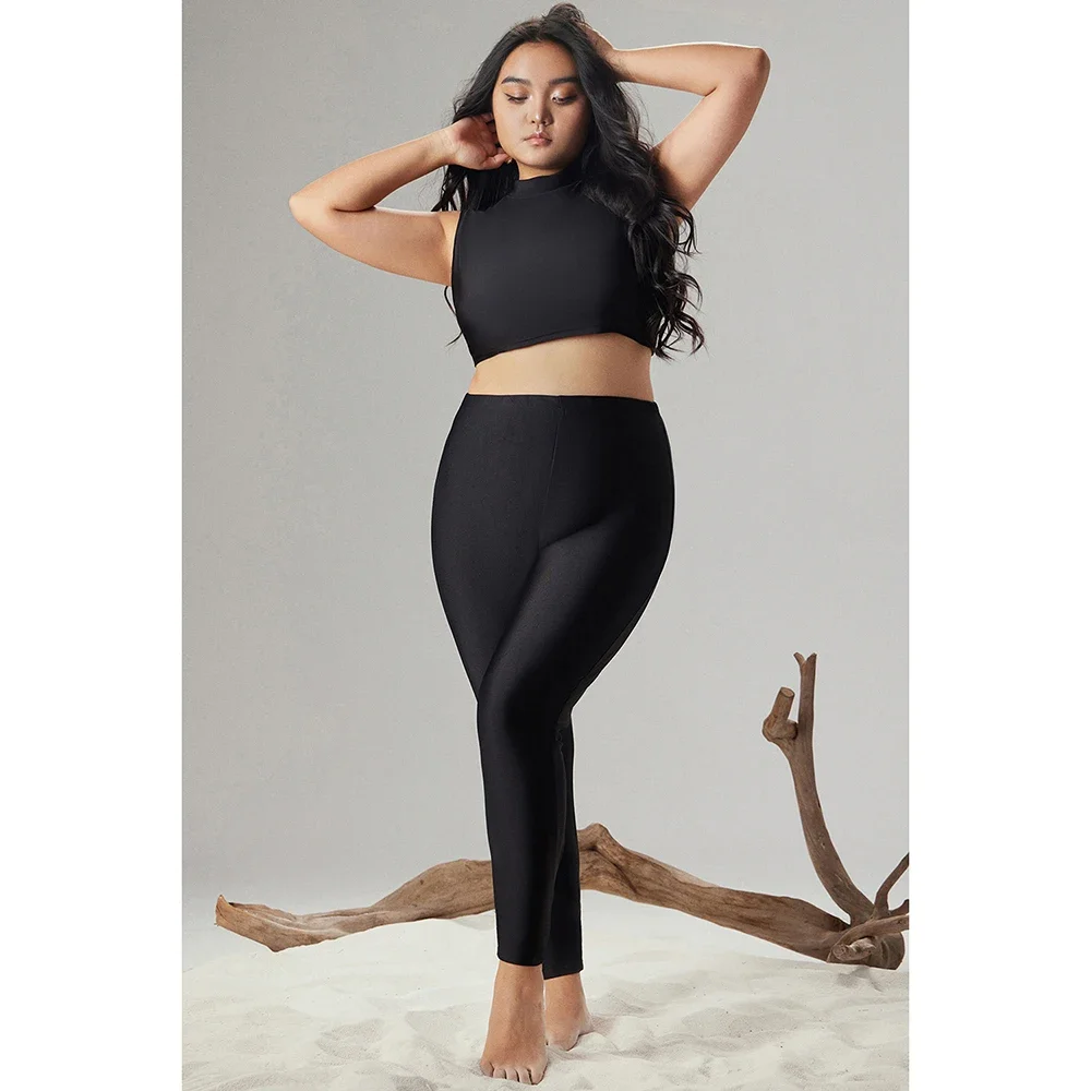 

Plus Size Casual Legging Black Knitted Ruched Hip High Rise Basic Legging