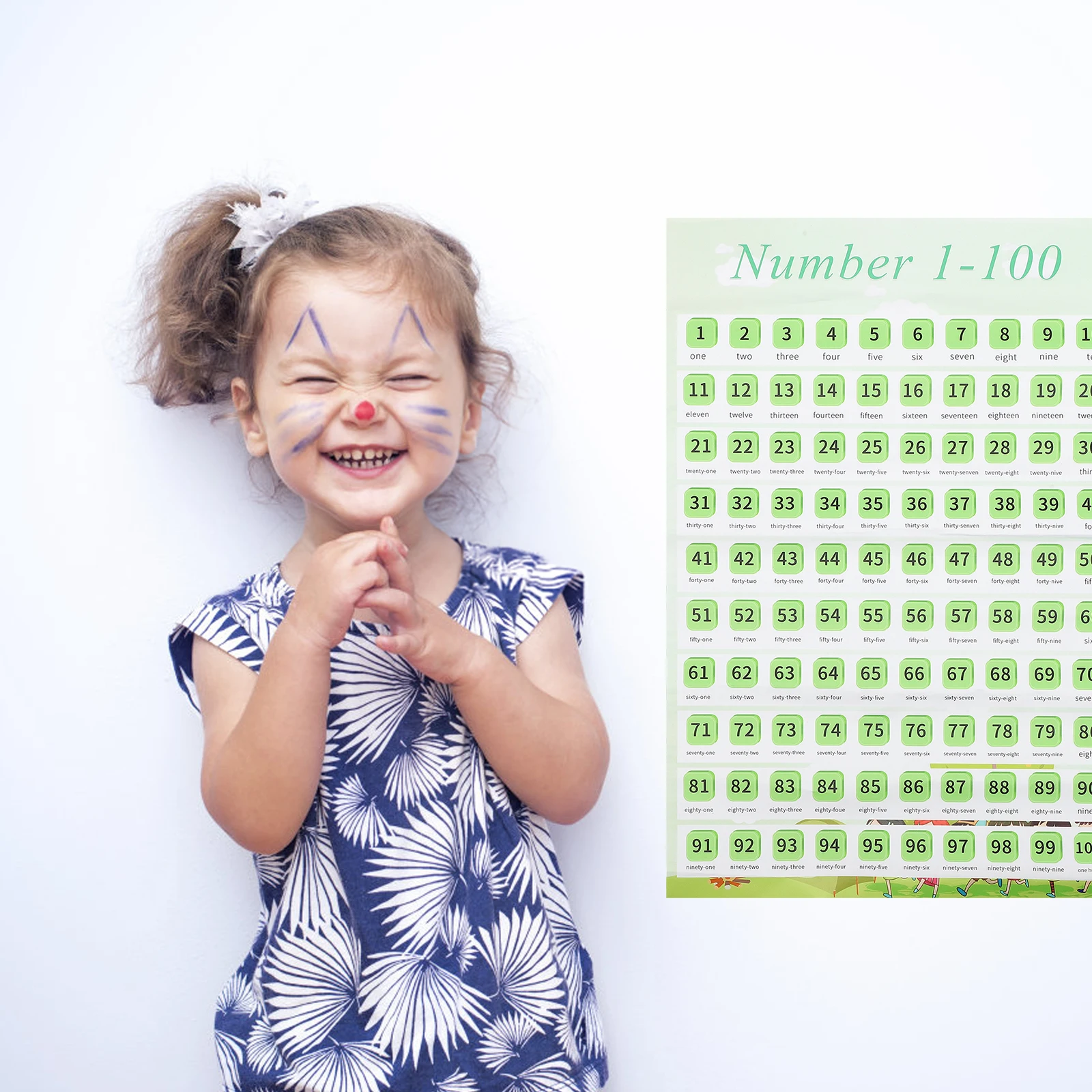 

40x60cm Kids Educational Wall Chart Poster Number 1 100 Counting Toys Preschool Learning Teaching Aids Bright Colors
