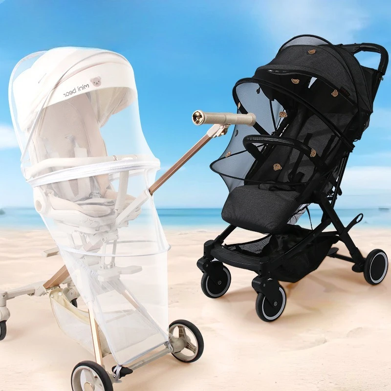 Universal Baby Stroller Mosquito Net with Zipper Full Coverage Windproof Foldable Baby Stroller Accessories Insect Netting