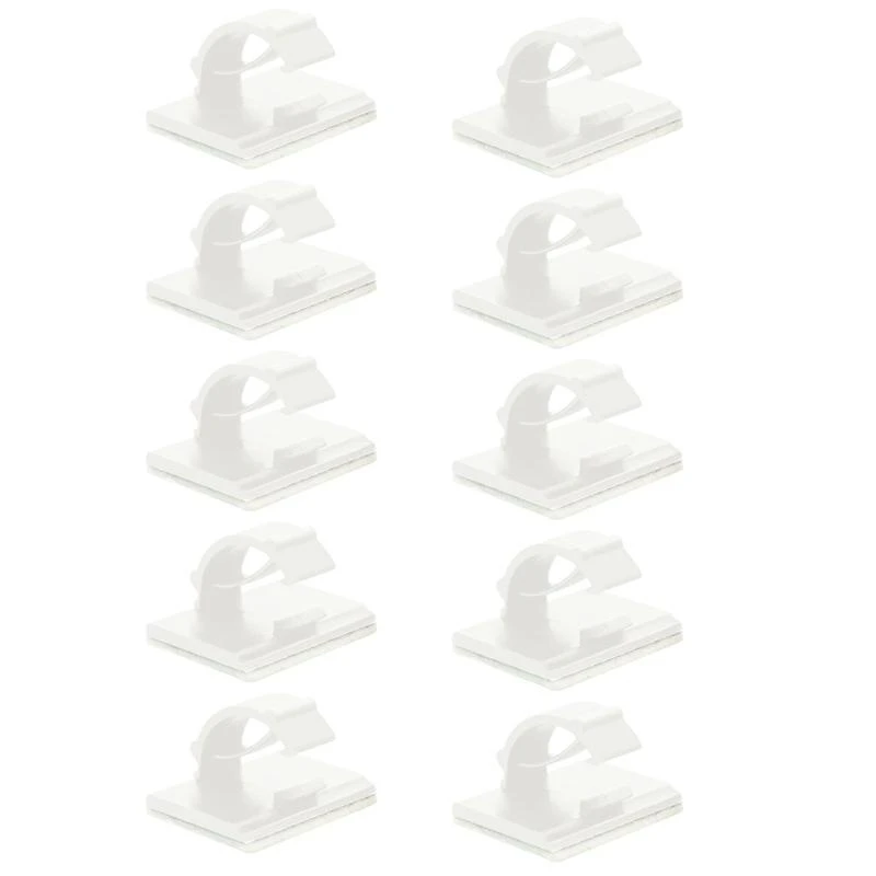

10x White Black Cable Clamp Adhesive Wire Clip Tie Fixer Mounting Desk Line Holder Management Fastener