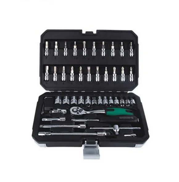 46 pcs Multi Car Repair Mechanic Ratchet Socket Wrench Tool Set Car Repair Combination Box Tool Kit Socket Set with Spanner