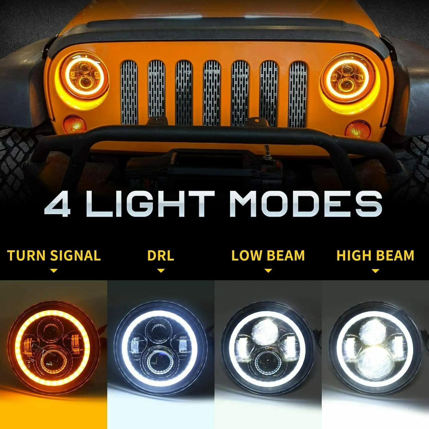 Accesorios para coche, faros Led redondos de 7 pulgadas para Lada 4x4 Urban Niva Jeep Wrangler JK TJ Hummer, conjunto de luces delanteras Led DRL