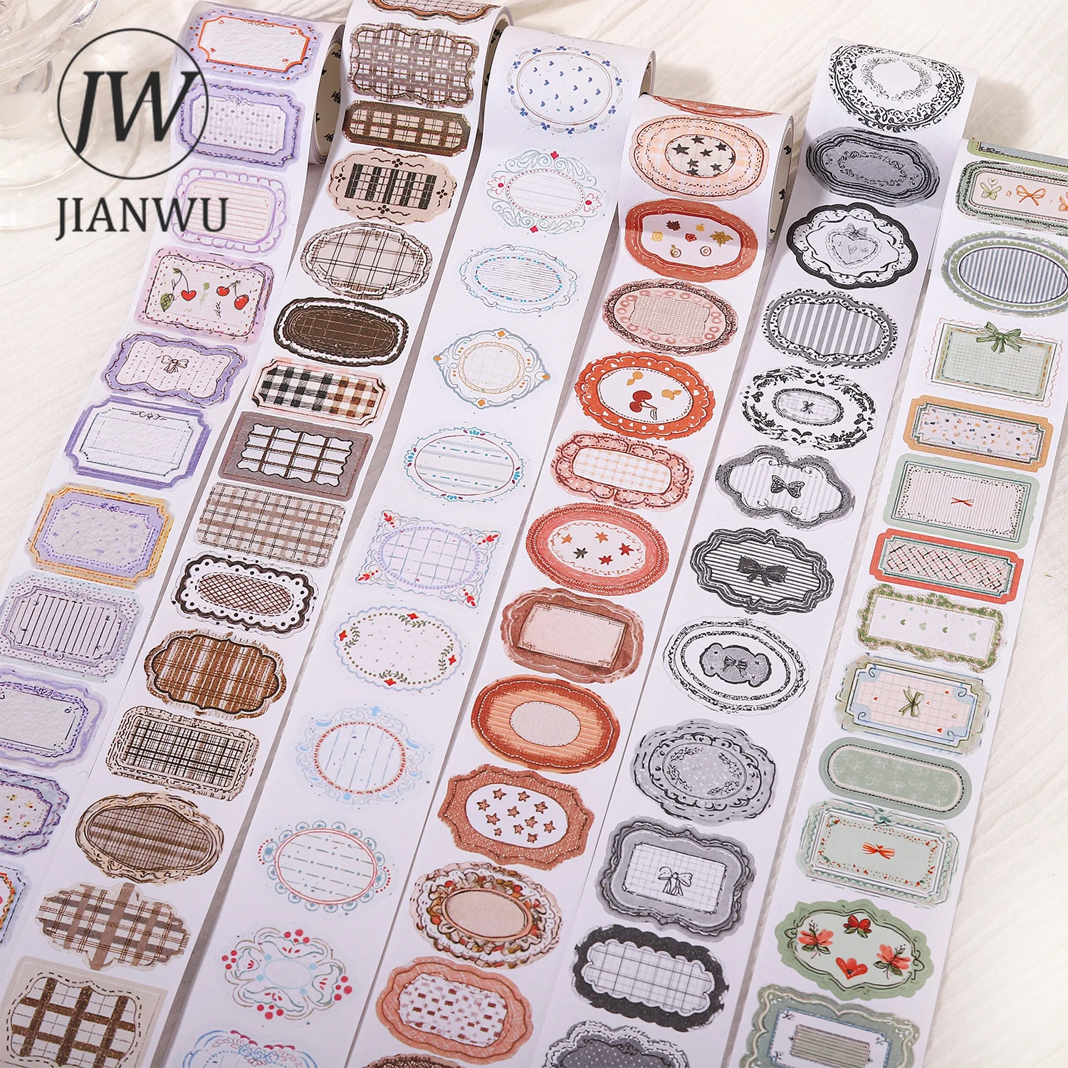JIANWU Tag Collection Series Vintage Baroque Lace Border Label Landscape Material Collage Tape Creative DIY Journal Stationery