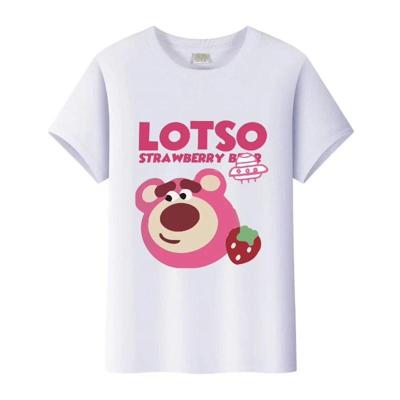 

Disney Lotso Bear Cartoon Boy T-Shirt Girl Tops Woman White Oversized Tshirt Man Blouses Unisex Kids Short Sleeves Tees Clothing