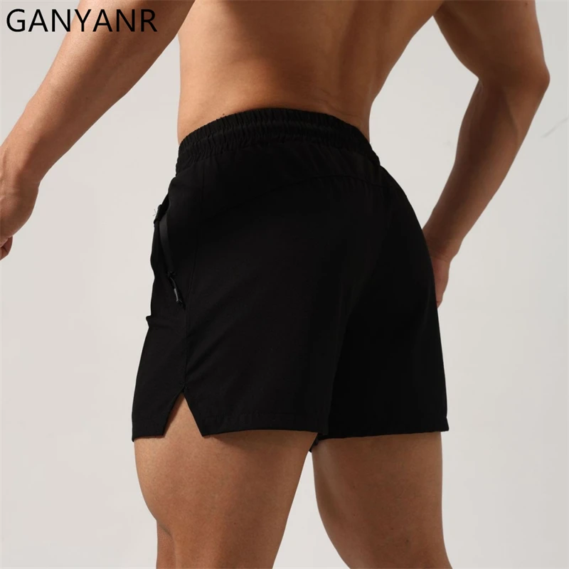 GANYANR Running Shorts Men Gym Leggings Crossfit Training Fitness Clothing Sportswear Summer Sports Basketball Athletic Football