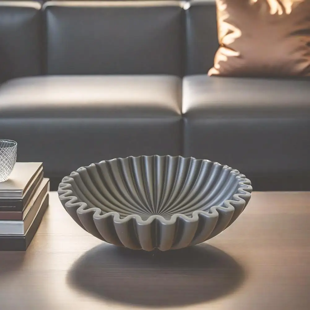 15/25 Cm Resin Bowl Decorative Black Ruffle Fluted Bowl Coffee Filter Shape Vintage Style Table Bookshelf Desktop Decoration