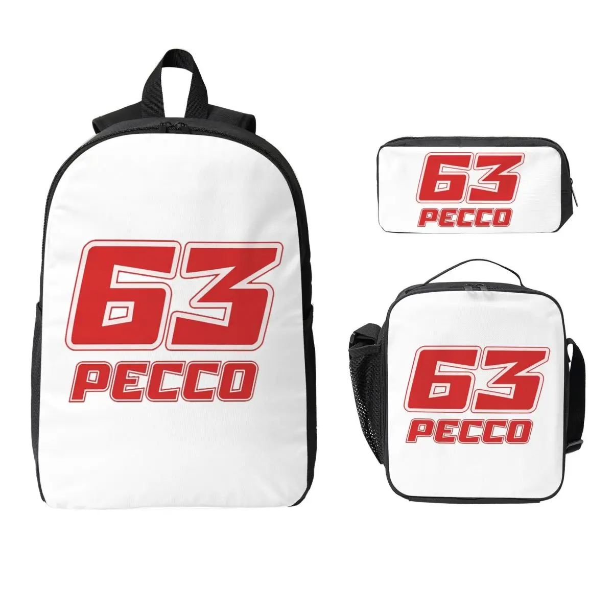 

Pecco Bagnaia 63 Backpack Student Boys Girls BookBag School Bag Laptop Shoulder Bags 3ps Insulated Lunch Bag Pencil Case
