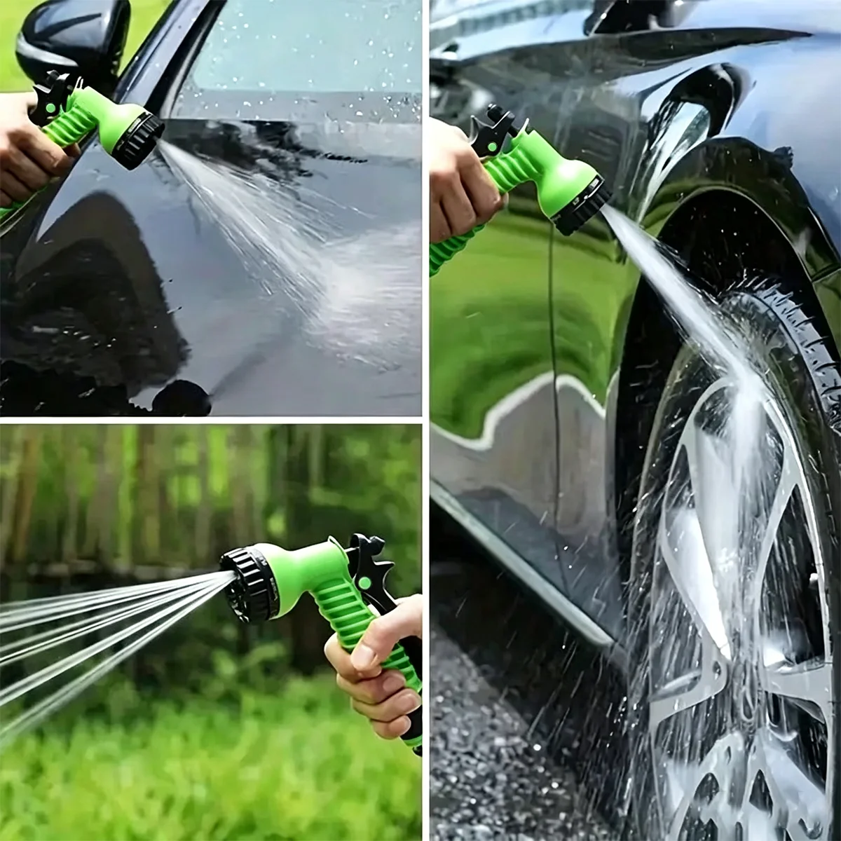 Adjustable Garden Water Gun with Hose Fittings 3Pcs Set for Lawn Watering & Car Wash