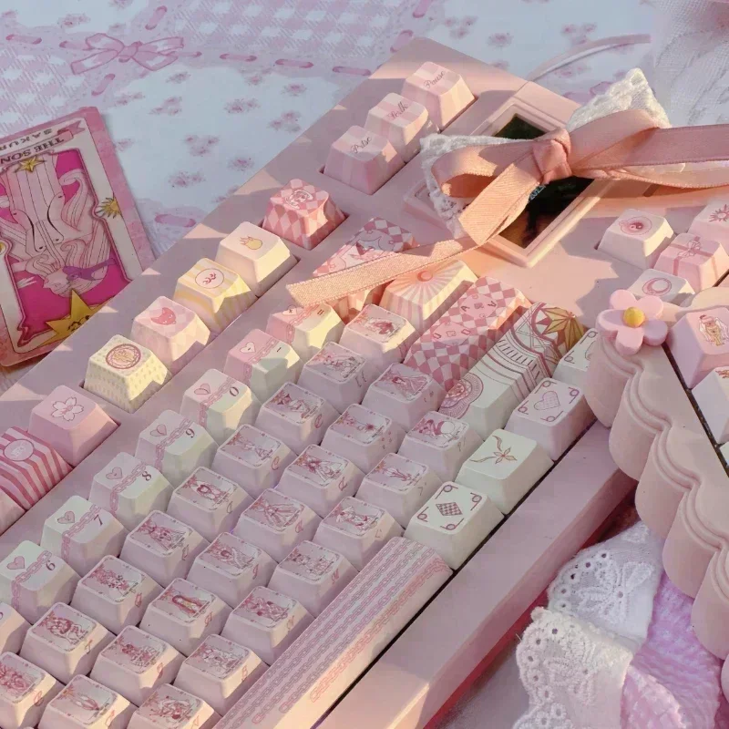 Kuro Elf Keycaps Custom Cute Pink Keycap Original EOA/MOA/OEM/cherry Profile Point Key Cap for Gaming Mechanical Keyboard Gift