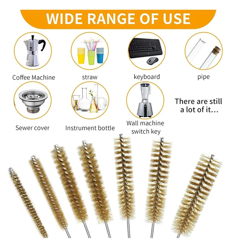 ABZV-7Pcs مجموعة فرش أنبوب الأسلاك النحاسية، فرش الأسلاك للتنظيف، منظف أنابيب الأسلاك، تنظيف فرشاة التجويف