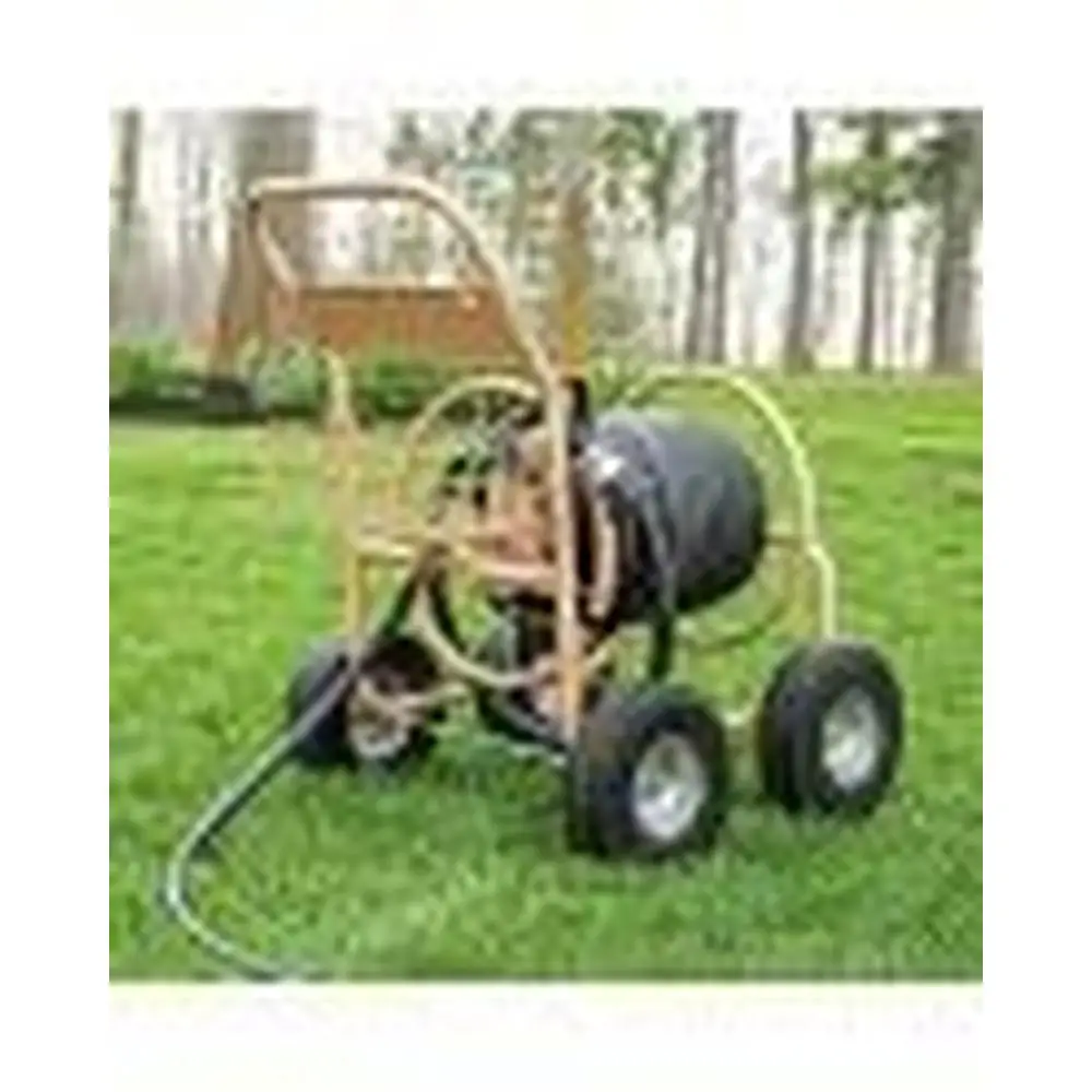 Leonard 4-Wheel Hose Wagon Flat-Free Tires 300ft Capacity Brass Galvanized Metal 10