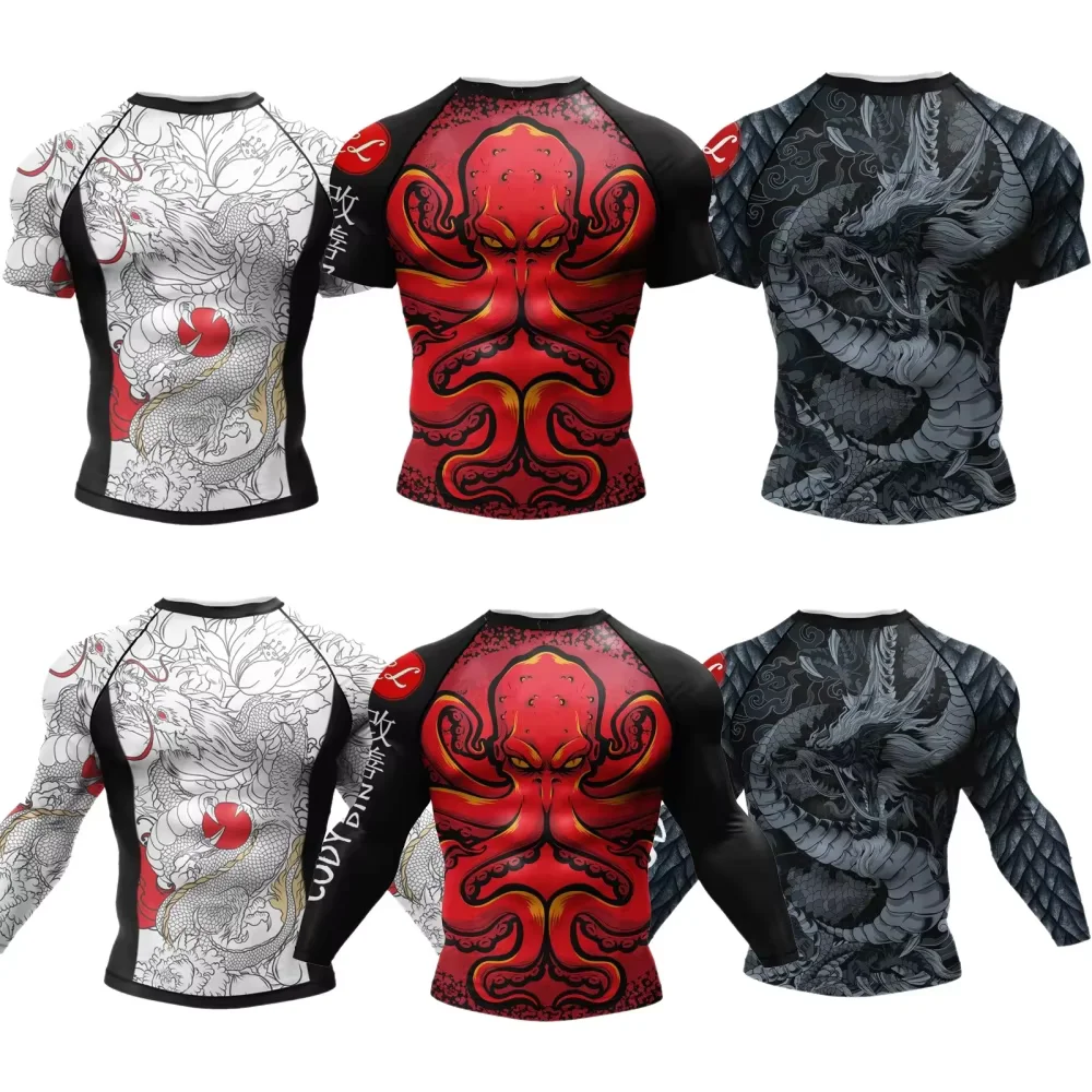 Kimono Jiu Jitsu Rashguard For Men MMA T-shirt Muay Thai BJJ Rash Guard Gym Boxing Jerseys Compression Sports Gym Shirts