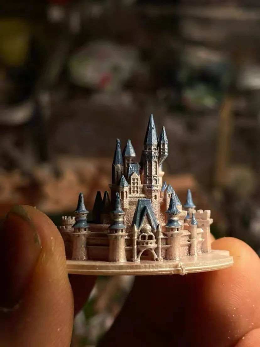 Doll House Miniature Landscape Simulation Island Castle Sea Level Glue Model Mini Boat Maple Peach Tree Decoration Bjd Doll Gift