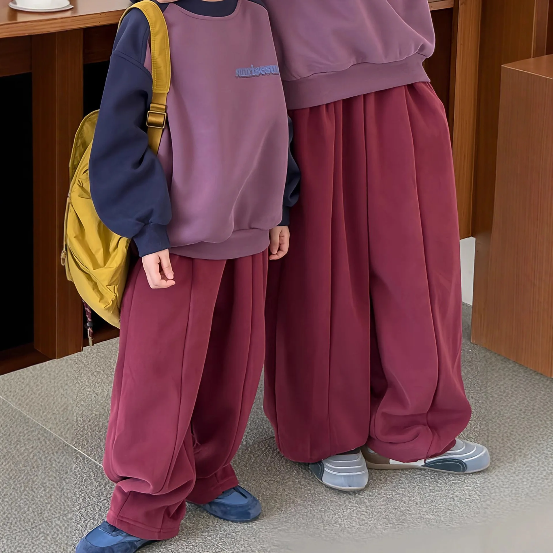 

Boys Girls Korean Style Solid Color Family Pants Leg Length Sweatpants Kids Parent Child Matching Casual Trousers Unisex