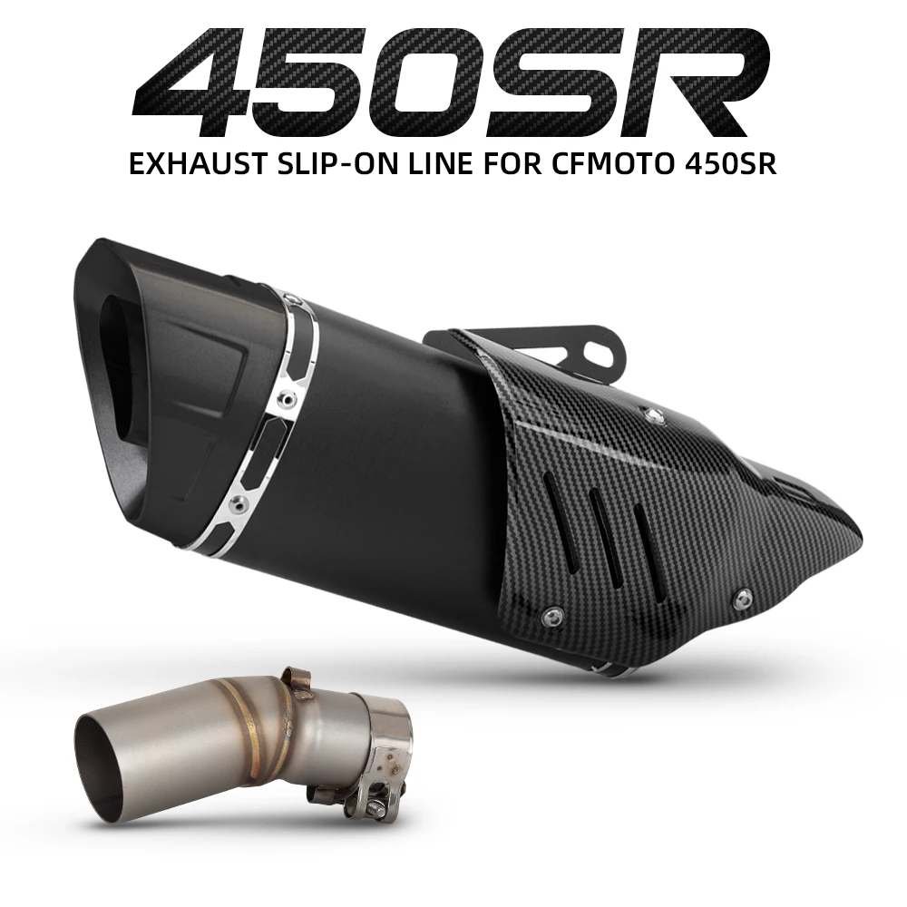 

Slip On For CFMOTO 450SR 450 SR Exhaust System Motorcycle Escape Middle Link Pipe 51mm with Cover Muffler DB Killer
