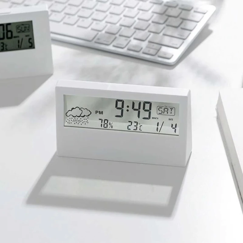 LED Thermometer Thermo-Hygrometer Multifunction Electronic Temperature Humidity Meter Weather Station With Alarm Clock