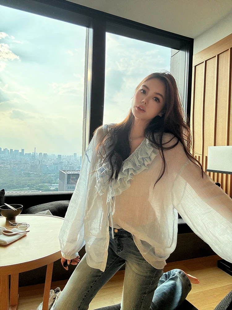 

Tang Fly SD Loose Linen Women's irt Faionable Transparent Sle Early Autumn New Arrival Versatile Top Quali Commute...