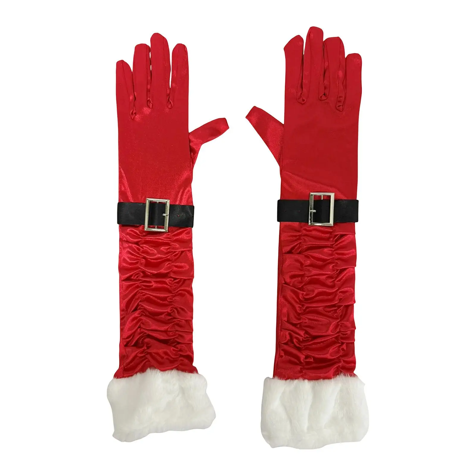 Red Christmas Gloves Costume,Winter Warm Xmas Party Festival 45cm Photo Prop Women Long Gloves for Adults Role Play Anniversary