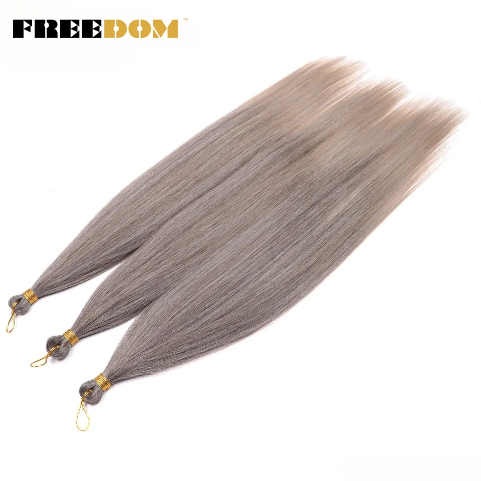 FREEDOM Ariel Glattes Haar Bündel Synthetische Häkel-Flechthaarverlängerungen 28 Zoll/3 Stück Ombre Braun Regenbogen-Flechthaar – Detail 10