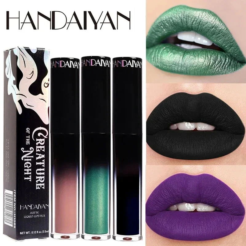 Schwarz Grün Lila Lippenstift Weihnachten Halloween Lippen Make-Up Tönung Feuchtigkeitsspendende Wasserdichte Matte Lippenstift Wasserdichte Lippen Pigment