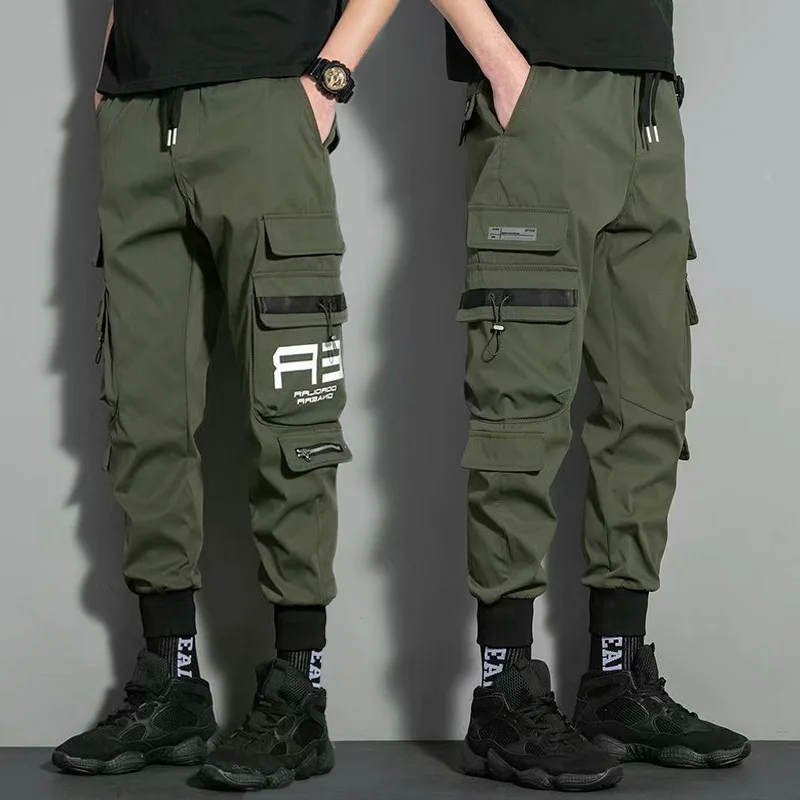 Męskie spodnie Aarmy Green Cargo Casual Hip Hop Hit Color Multiple Pockets Trousers Streetwear Sweatpant Pant Brand Męskie Rozmiar M-5XL