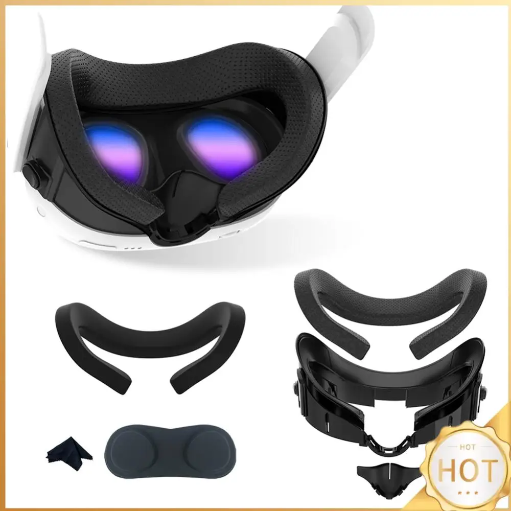 6 في 1 واجهة الوجه من البولي يوريثان ووسادة وجه من رغوة الحرير الجليدي قابلة للتعديل لعدسة الوجه لـ Oculus Quest 3