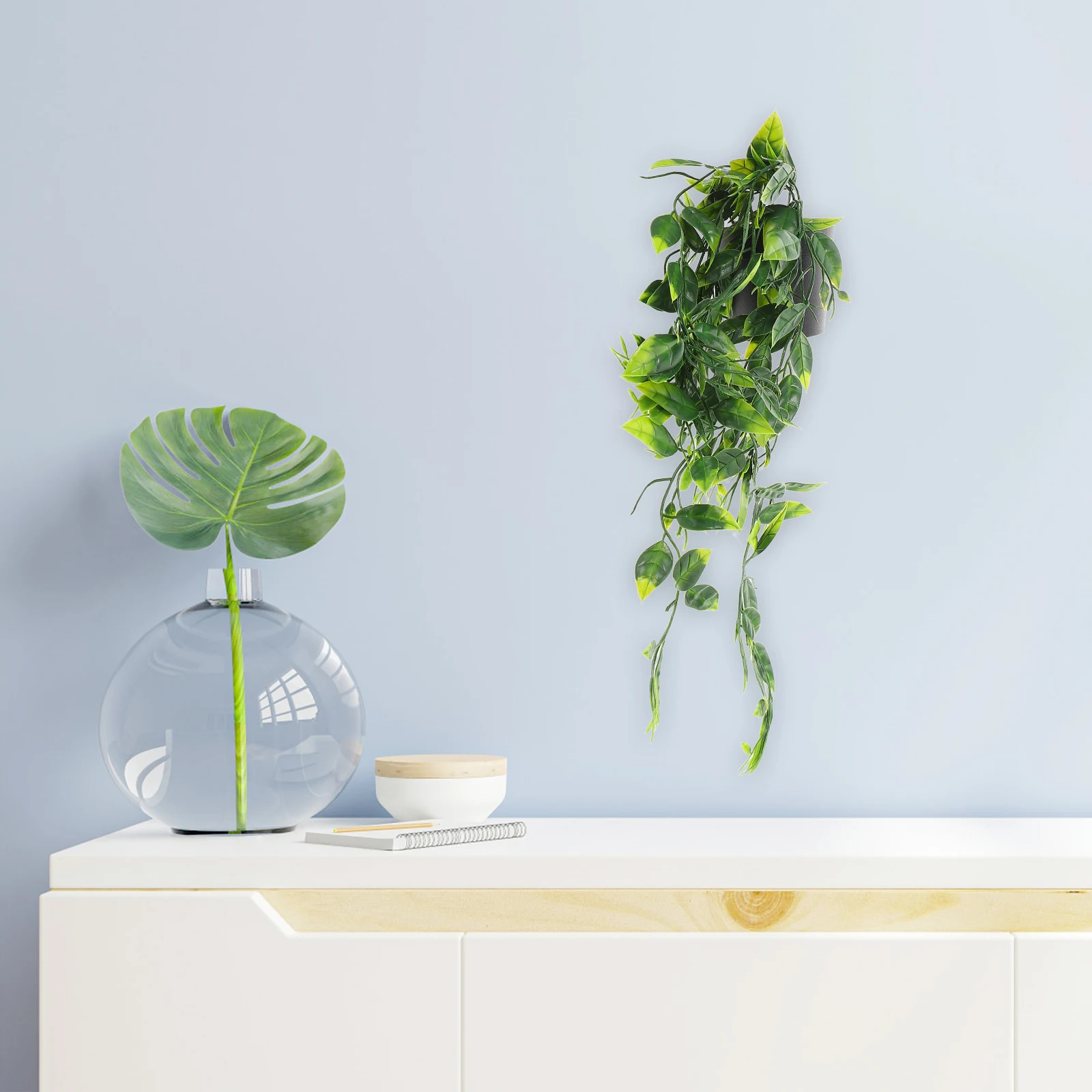 2pcs Artificial Hanging Plants PVC Home Decor Faux Potted Plants Indoor Outdoor Office Simulated Greenery Soft Fake - Image 2