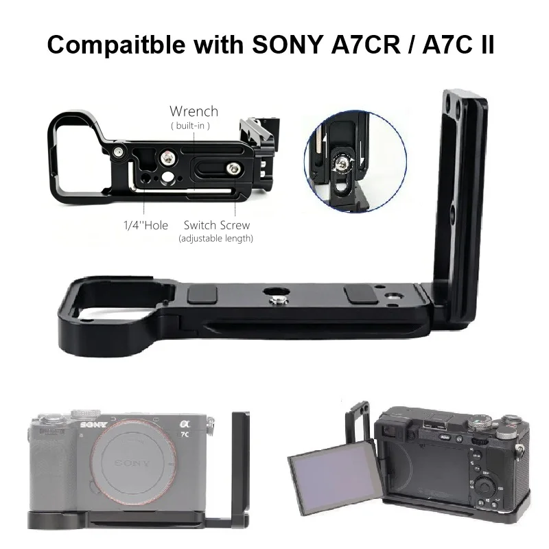 Arca-Swiss Standard Quick Release L Grip Plate for Sony A7C2 A7CR Camera, Adjustable Vertical Horizontal Shooting Mount Bracket