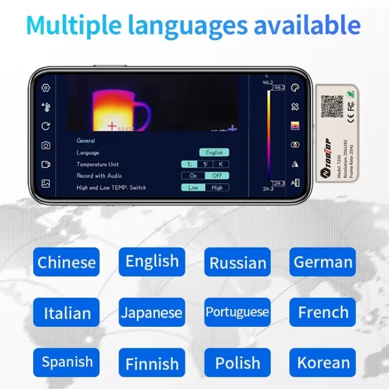 TOOLTOP T256 Smartphone Thermal Imager 256x192 Infrared Pixel Thermal Camera -15°C~600°C Temp Measurement Optional Macro Lens