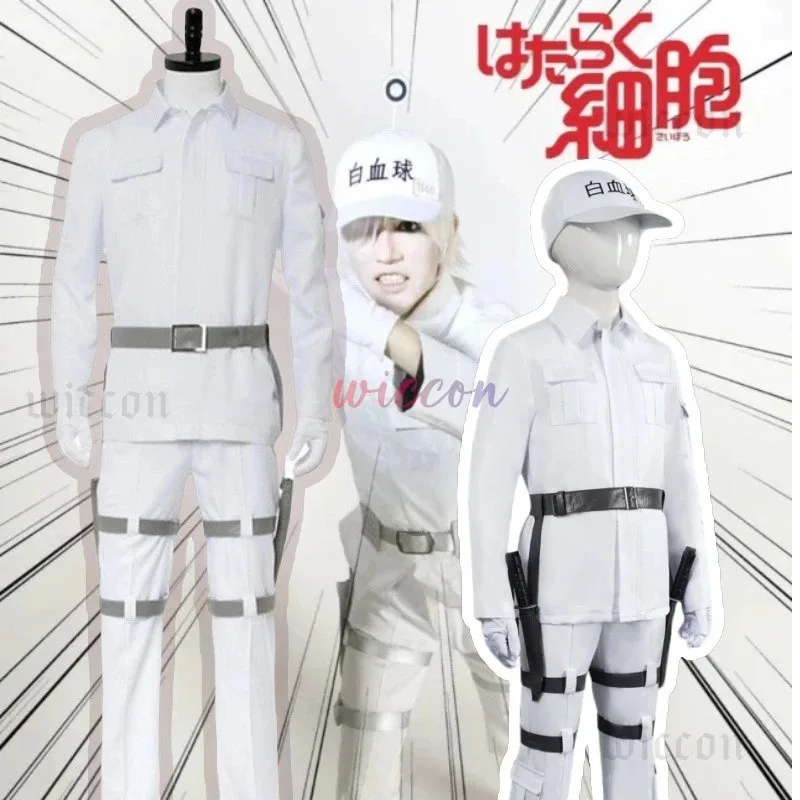 

NewAnime Cells at Work! Neutrophil Uniform Hataraku Saibou White Blood Cell Cosplay Costume Coat Pants Belt Hat Golves Set2025