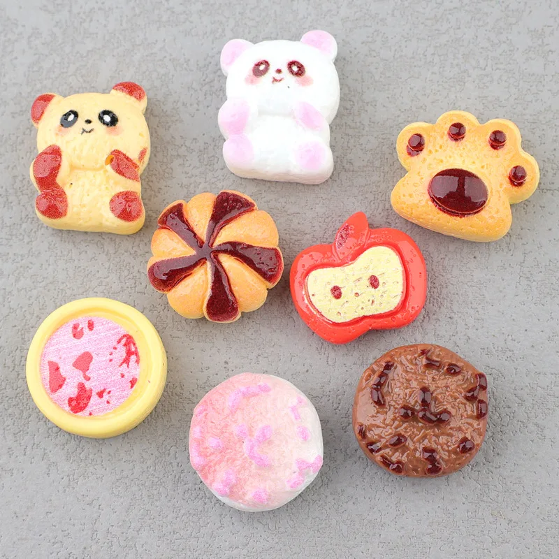 New Cookies Resin Fake Foods Cabochon 20pcs Resins Flatback for DIY Decoration Accessories Wholesale Ornament Bulk Supplier