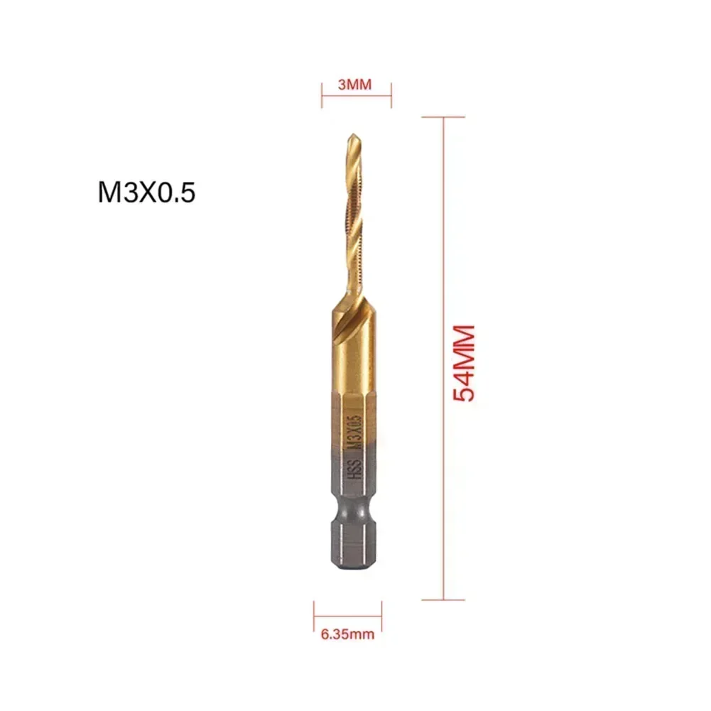 Plated Thread Tap Hex Shank Metric Tap Gold Hole Tapping Chamfering In To M10 Workpiece New Practical