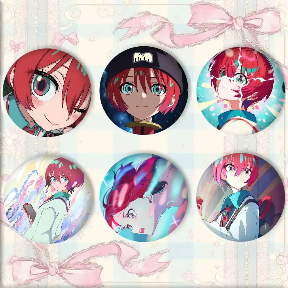 Cartoon M-Mobile S-Suit Anime Girl Amate Yuzuriha Badges Round Cosplay Pin Bag Decor Fans Collect Friends Gifts Brooch Souvenir