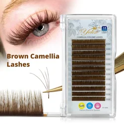 Yelix Camellia Eyelashes Brown Lash Extensions Classic Volume Lashes Multi-length Eyelash Extensions Accessories Professional