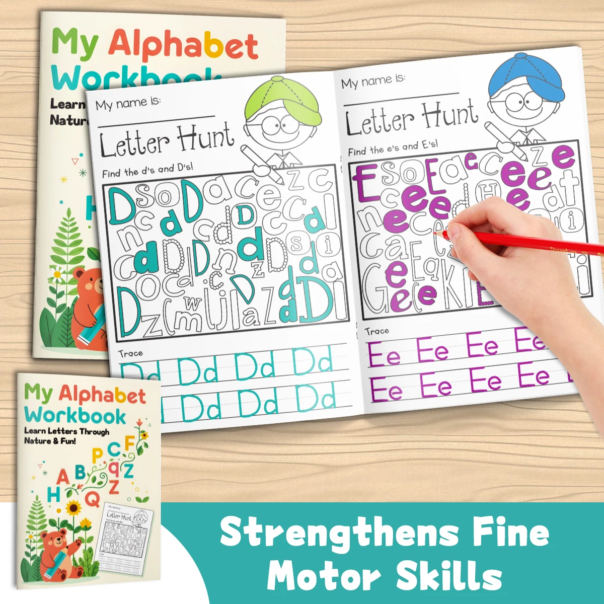 Children's alphabet coloring book, cute cartoon patterns, preschool early education workbook, boost your baby's hands-on skills