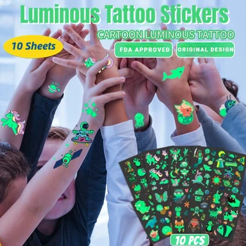 10 أوراق مضيئة الوشم أنيمي ملص...